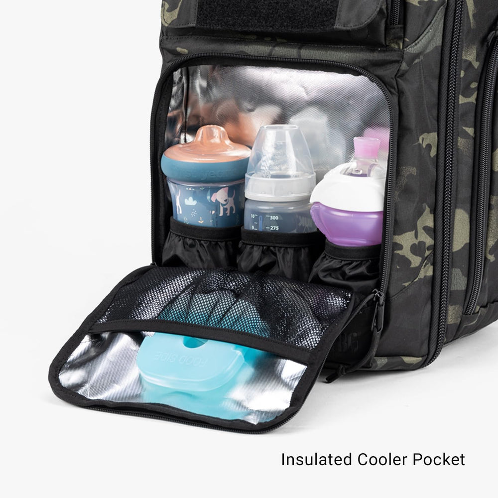 Tactical Baby Gear Everyday Tactical Diaper Bag Backpack stroller straps enable hands-free mobility.