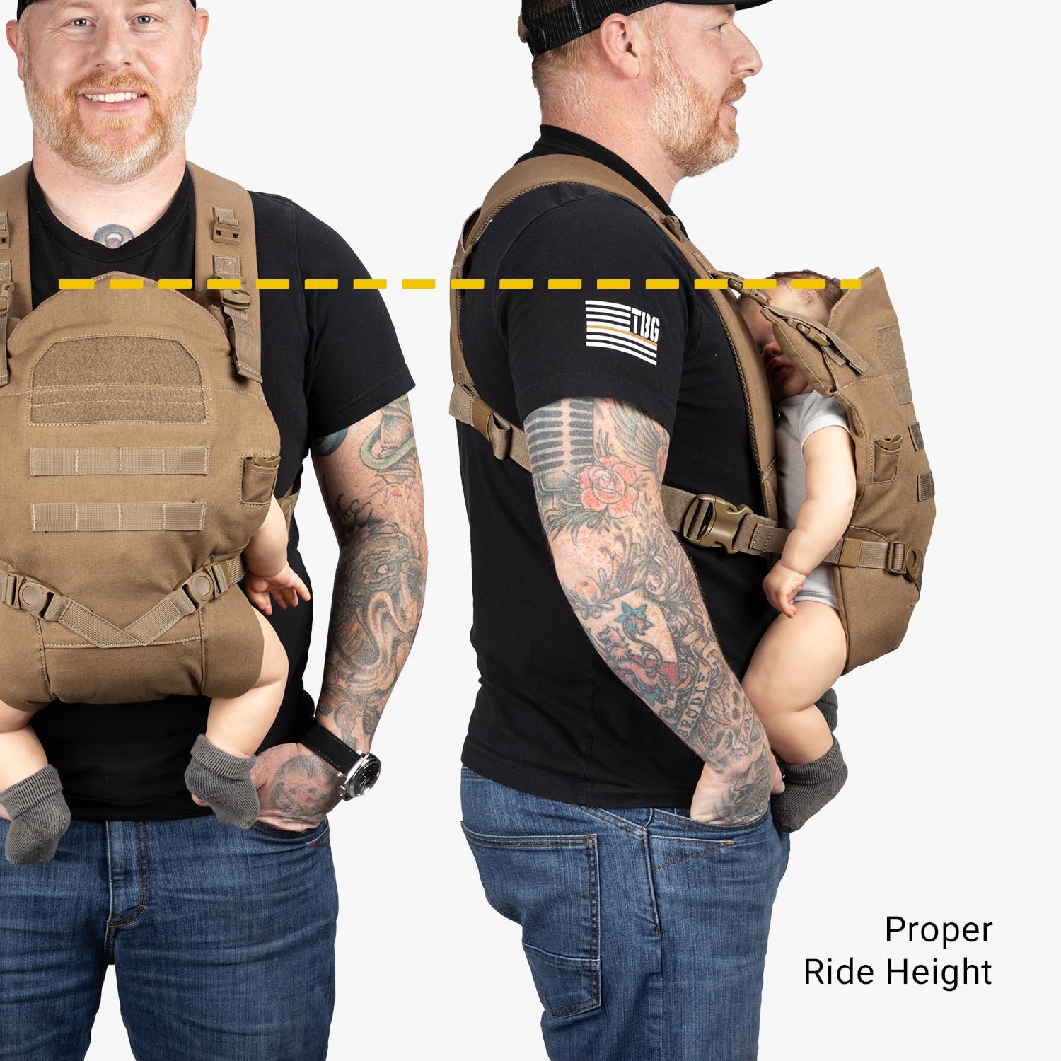 Tactical Baby Gear Hip-Healthy certified carrier supports safe hip positioning.