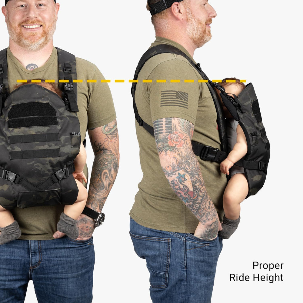 Tactical Baby Gear tactical baby carrier black-camo fabric durable daily-use material.