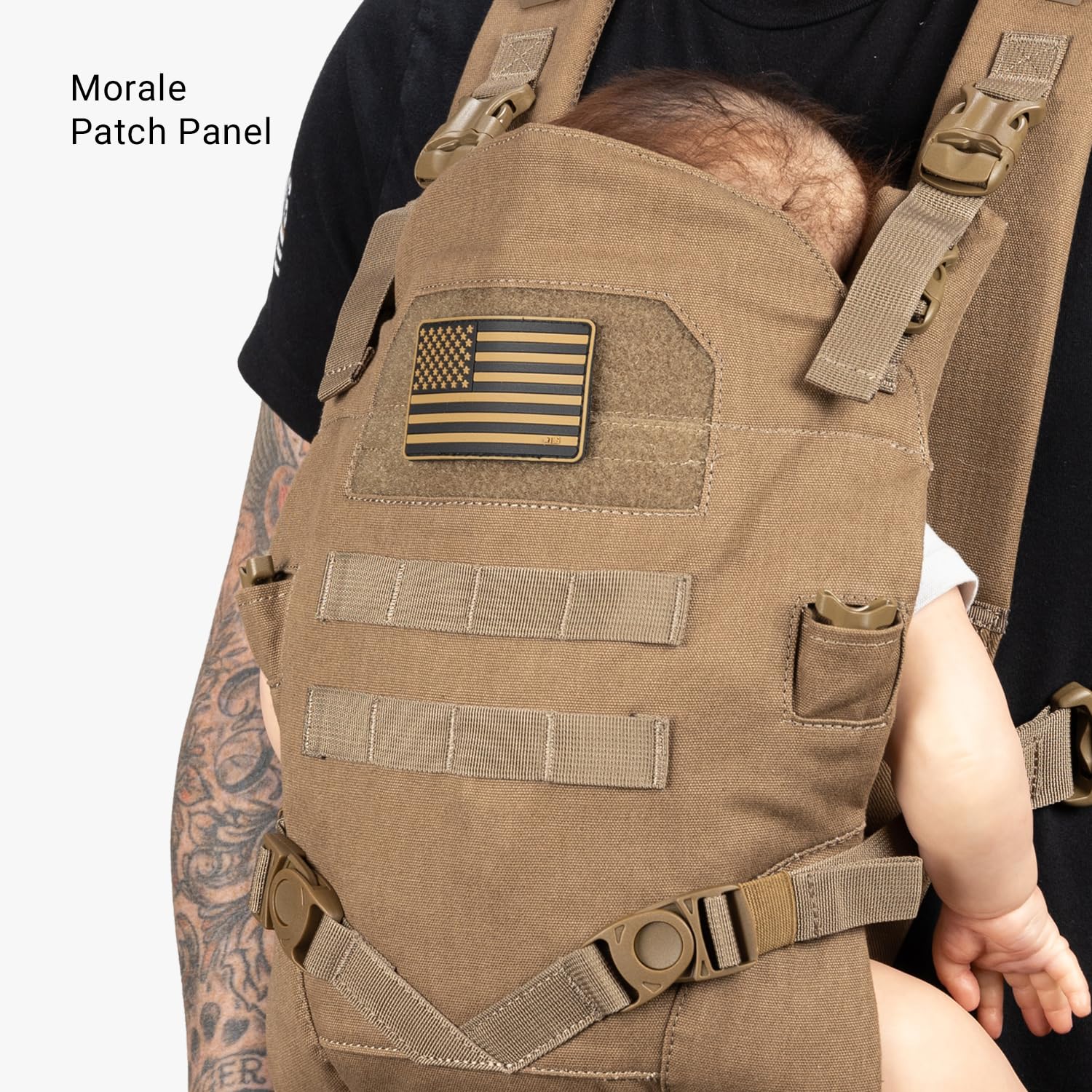 Tactical Baby Gear washable bib helps keep the carrier clean when facing out.