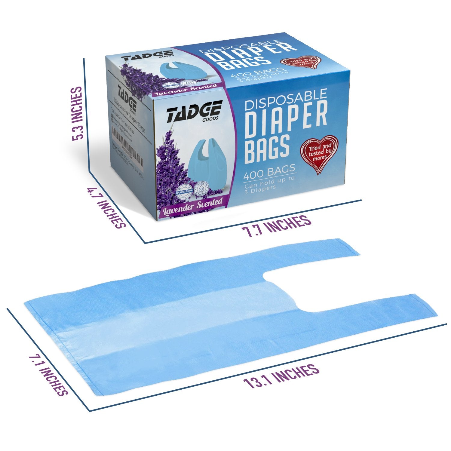 Tadge Goods multi-purpose diaper bags for diapers, trash, and pet messes.