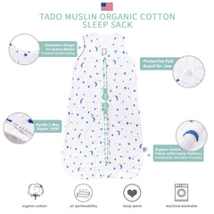TADO MUSLIN 2Way zip bottom opening features easy diaper checks for night-time changes.