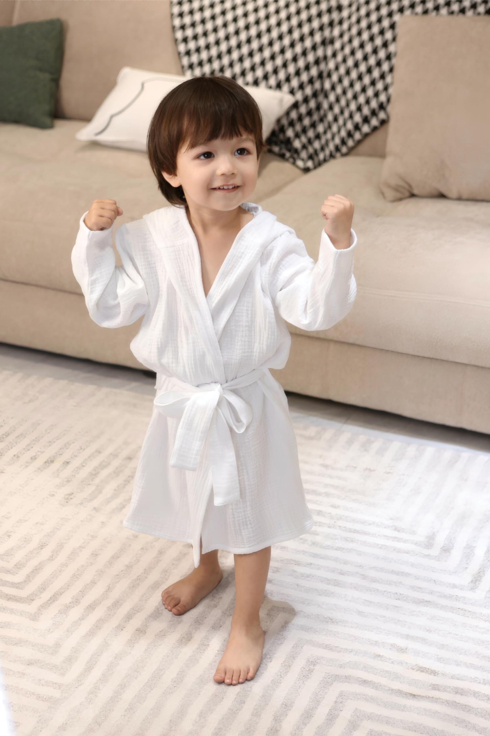 TADO MUSLIN bathrobe detachable tie waist for secure, slip-free fit