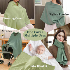 TADO MUSLIN car seat canopy green provides breathable shade with peek-a-boo visibility