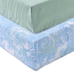 TADO MUSLIN crib sheet reinforced stitching highlights durability and easy care