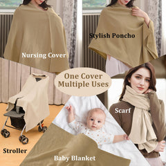 TADO MUSLIN nursing scarf style demonstrates versatile use for fashion and nursing privacy.