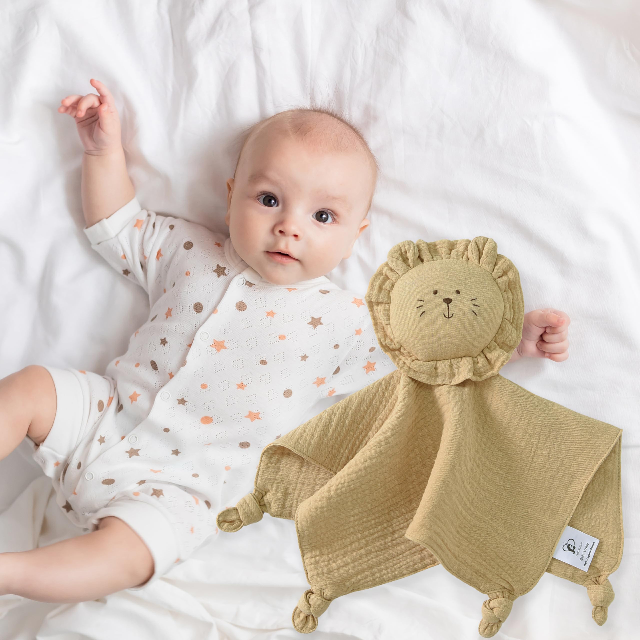 TADO MUSLIN organic cotton twin pack image reveals two loveys ready for snuggles.