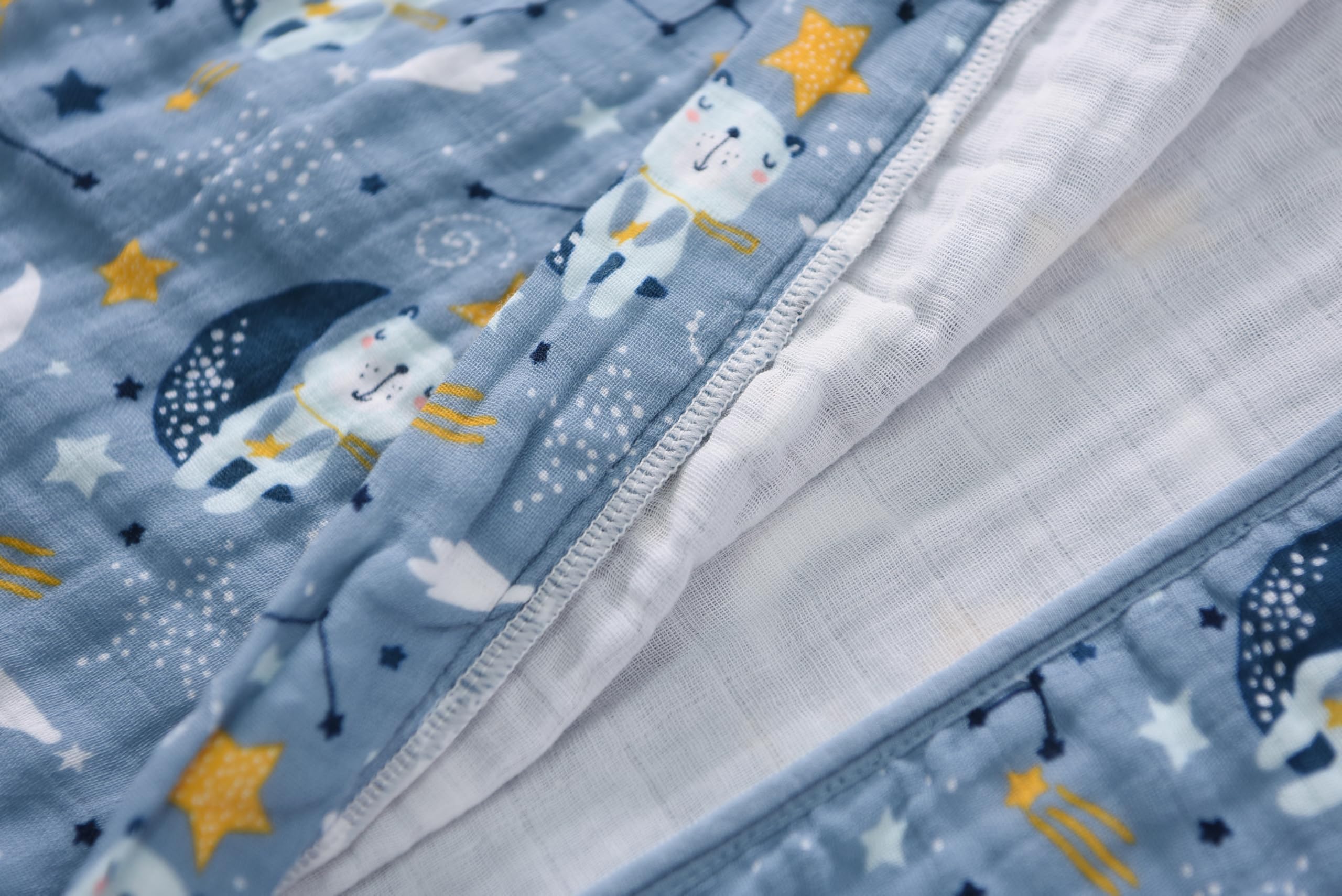 TADO MUSLIN Organic cotton weave highlights soft, breathable fabric for gentle night comfort.