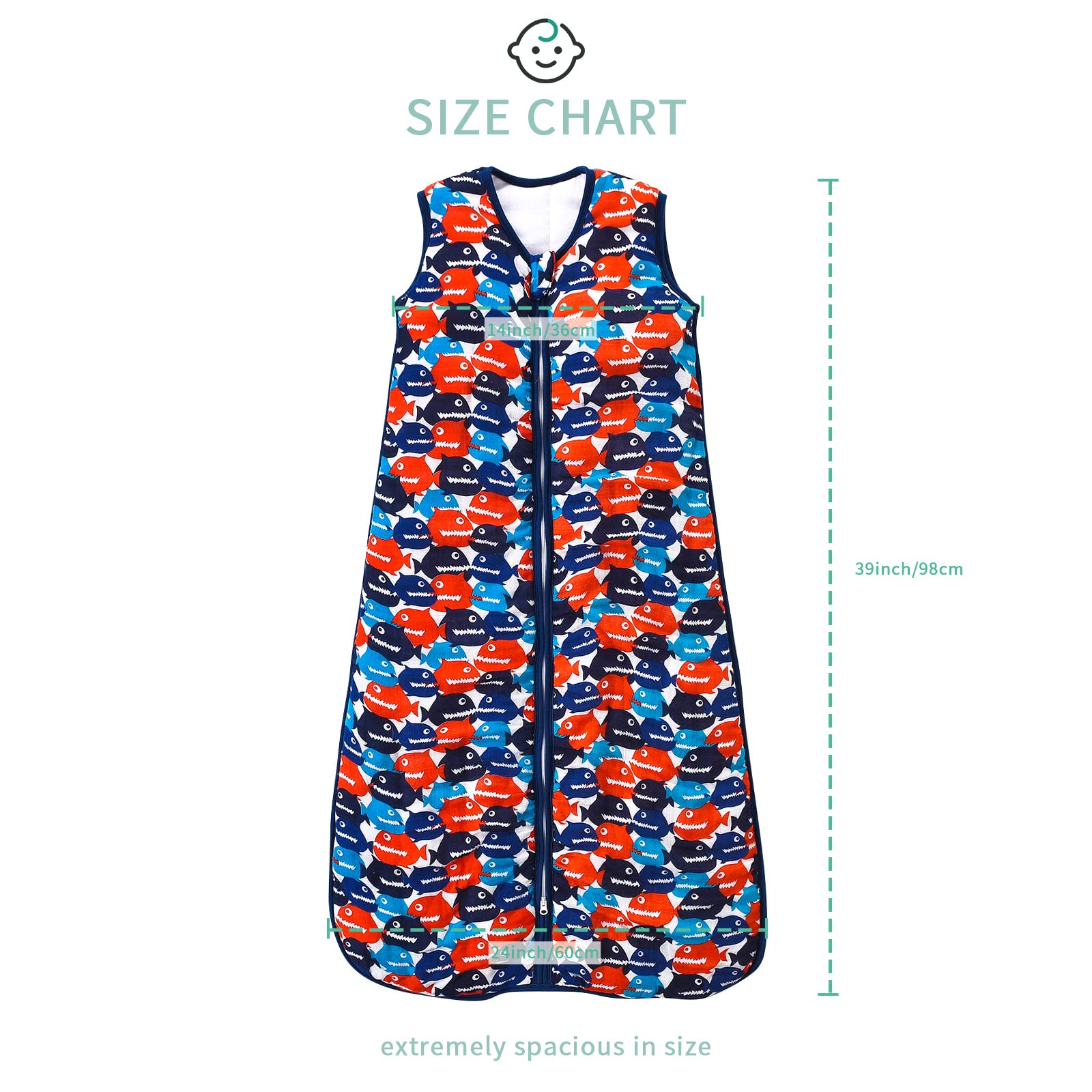 TADO MUSLIN sleep sack cars pattern; age-appropriate and playful.