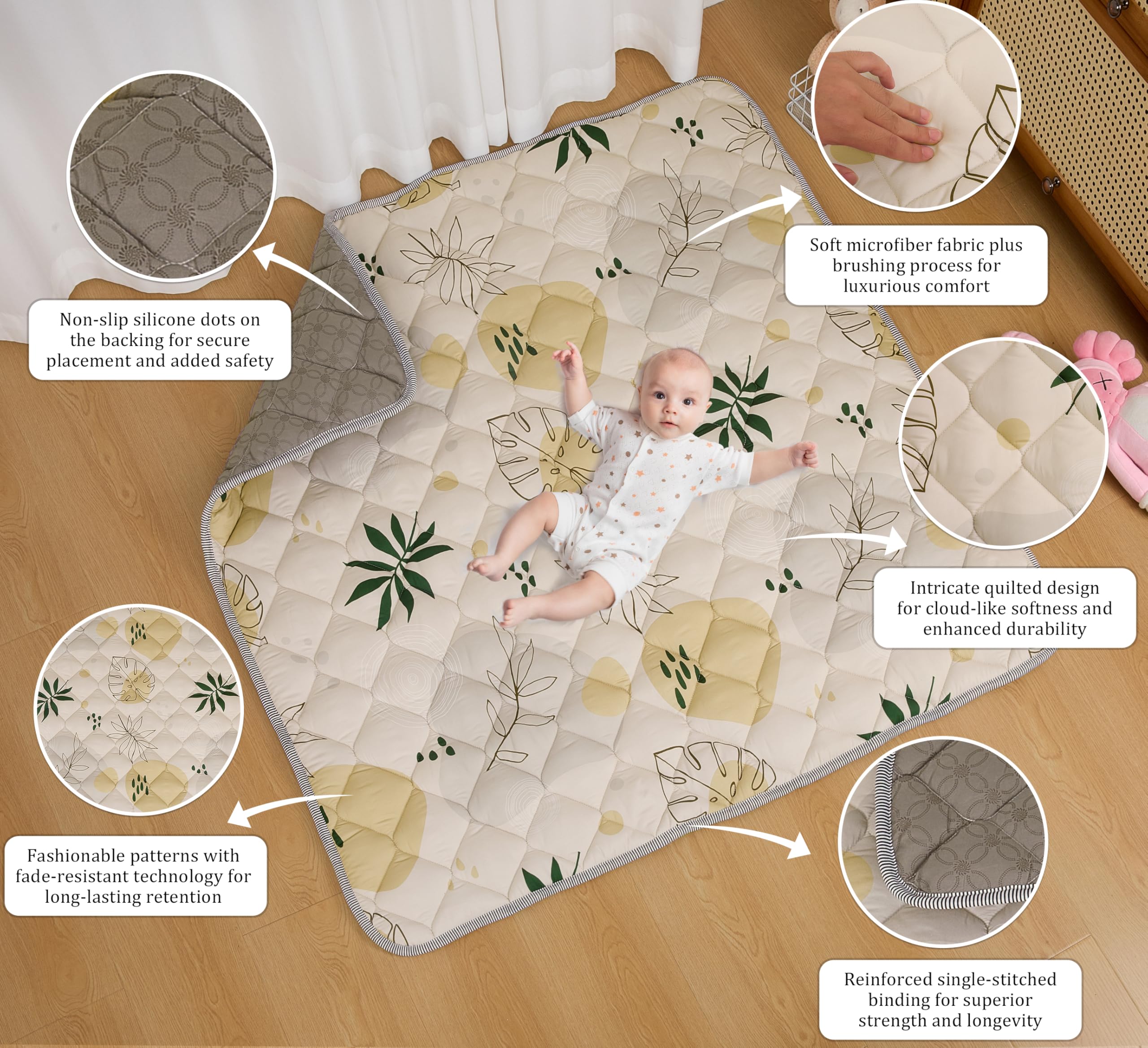 TADO MUSLIN mat with non-slip dots keeps playtime steady