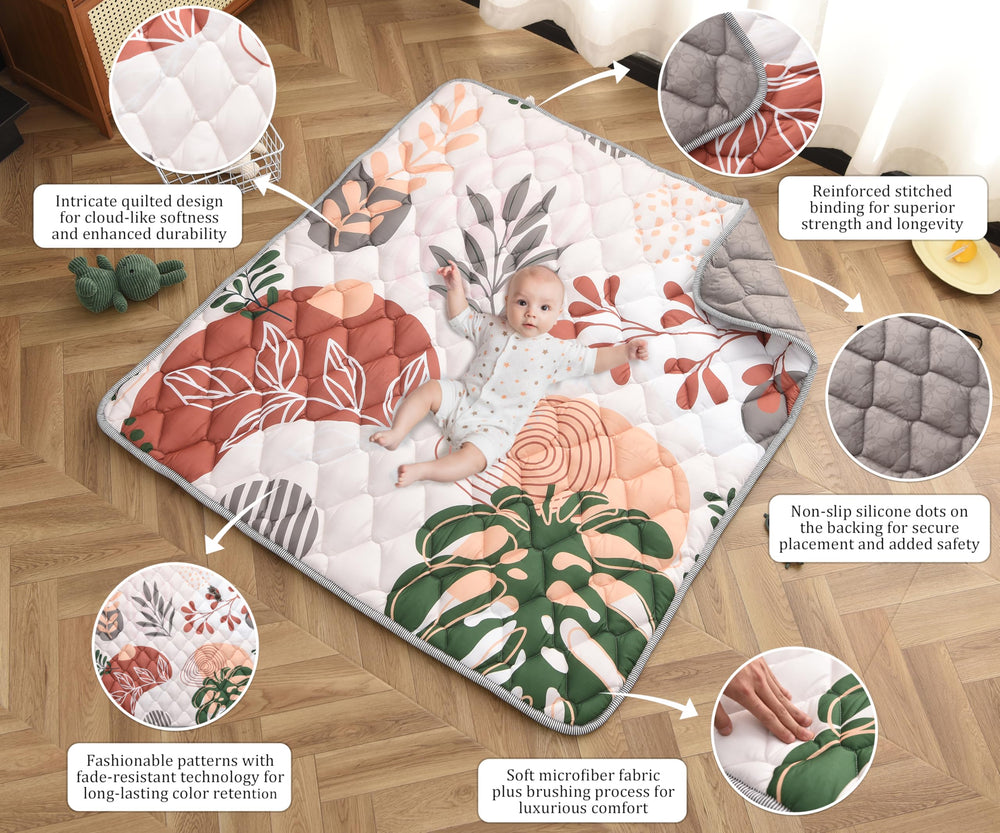TADO MUSLIN play mat whale print offers cute motif with durable quilted construction.