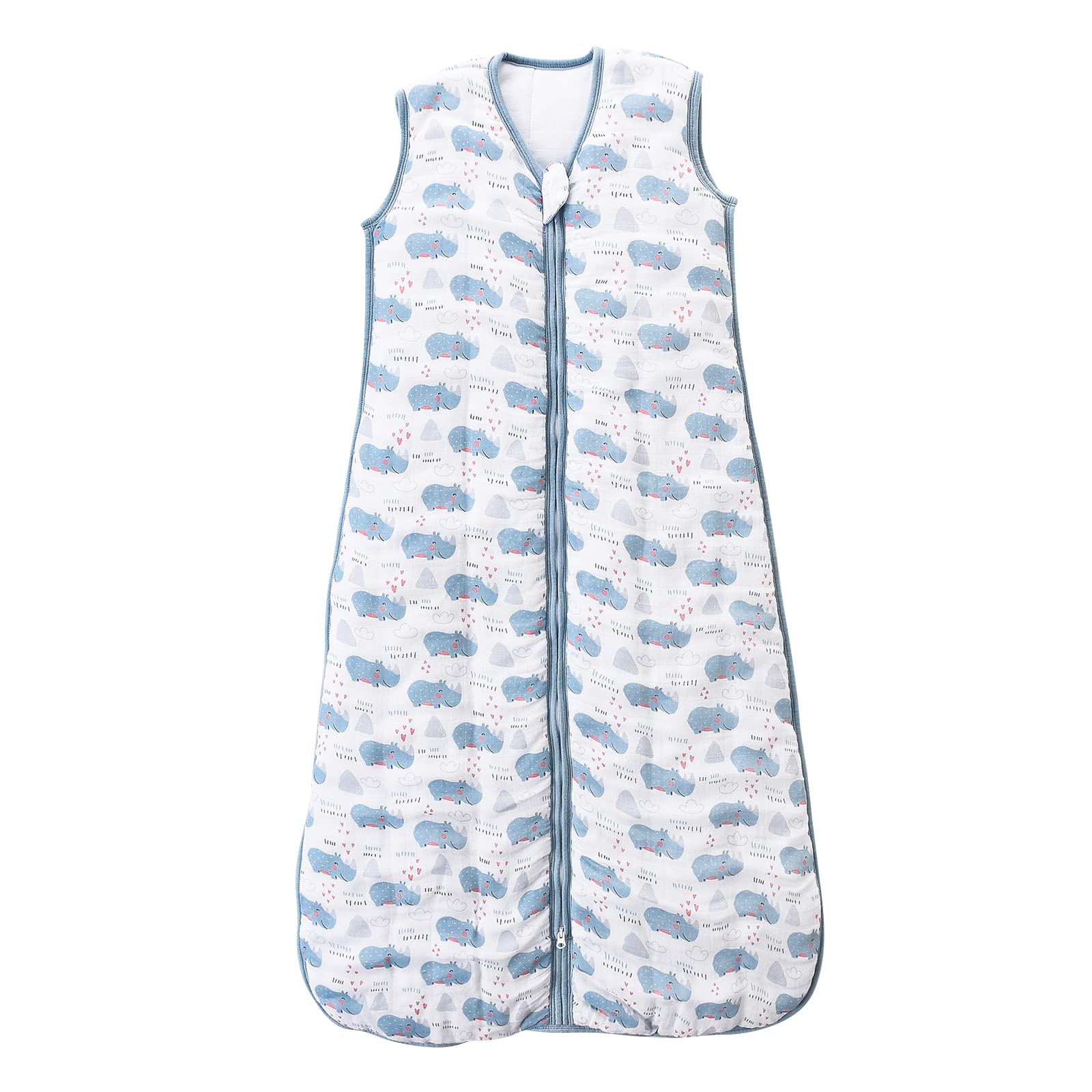 TADO MUSLIN rhino pattern sleep sack keeps toddlers warm with breathable bamboo-cotton fabric