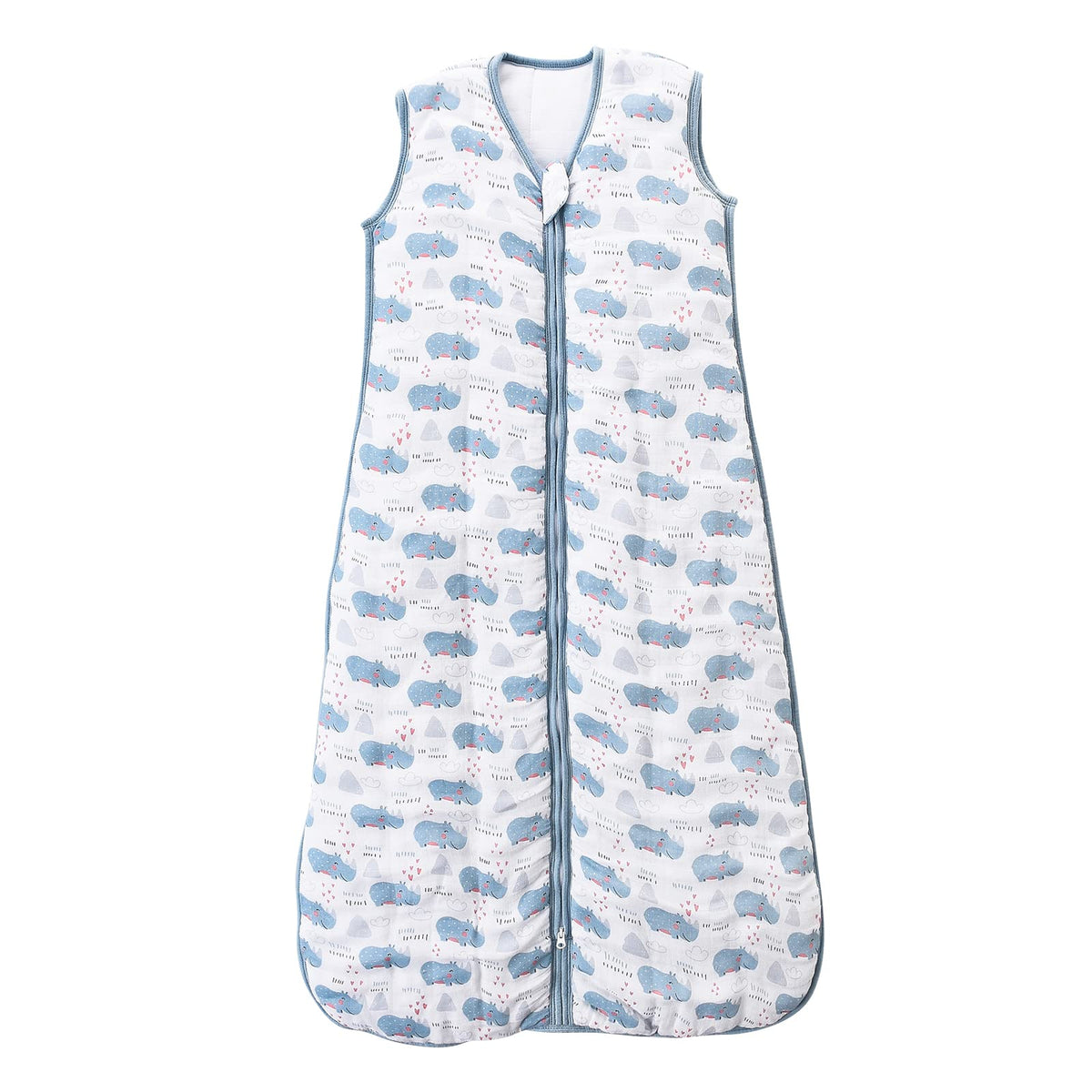 TADO MUSLIN rhino pattern sleep sack keeps toddlers warm with breathable bamboo-cotton fabric
