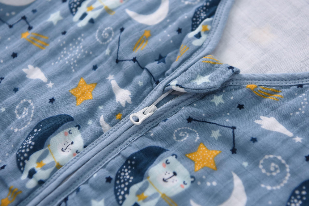 TADO MUSLIN sleep sack blue bear care label and instructions