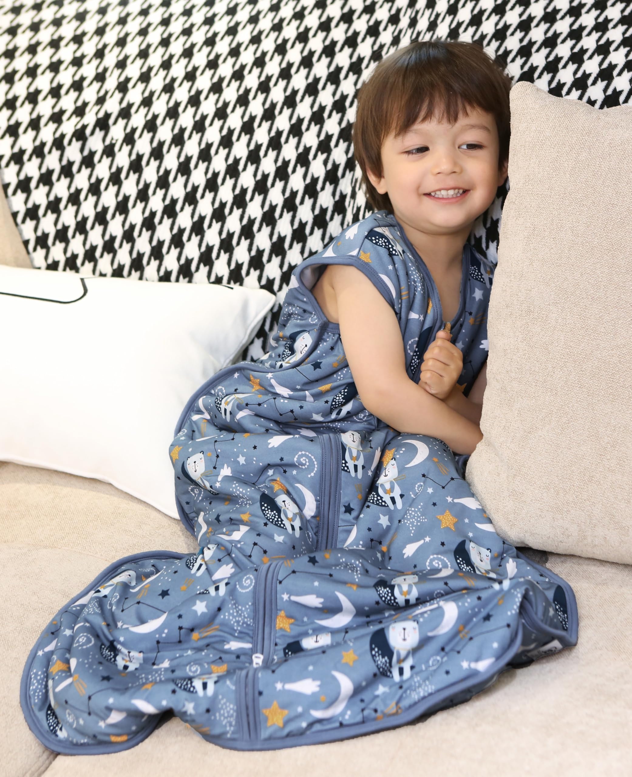 TADO MUSLIN sleep sack blue bear two-way zipper for easy diaper changes