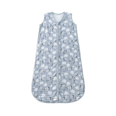 TADO MUSLIN sleep sack front view emphasizes breathable four-layer muslin for cozy year-round warmth.