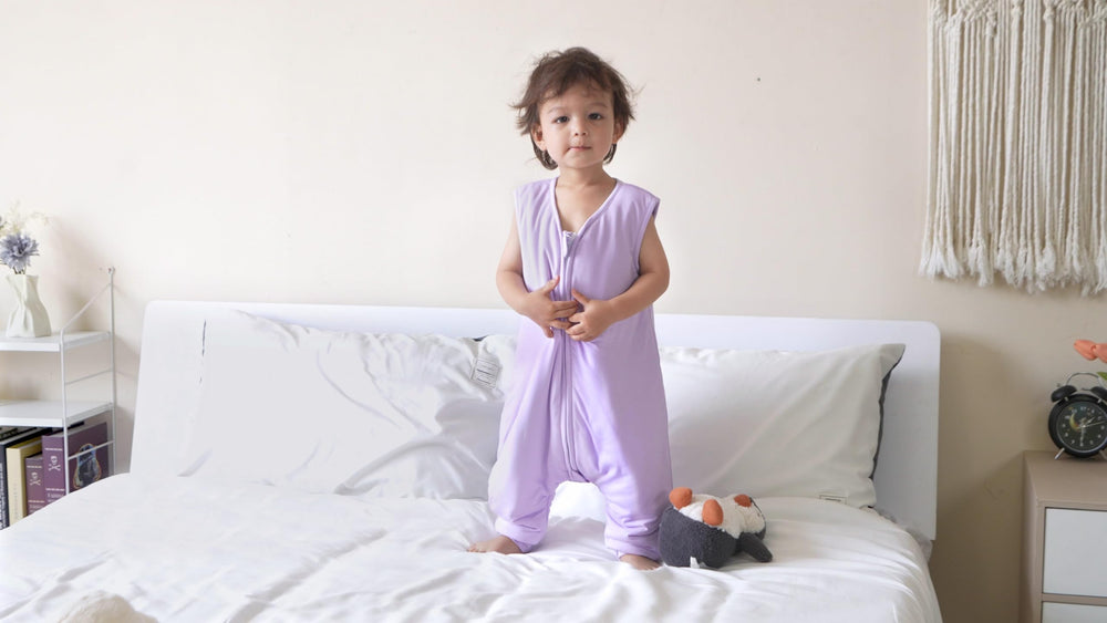TADO MUSLIN legged sleep sack keeps toes warm during lounging and sleep.