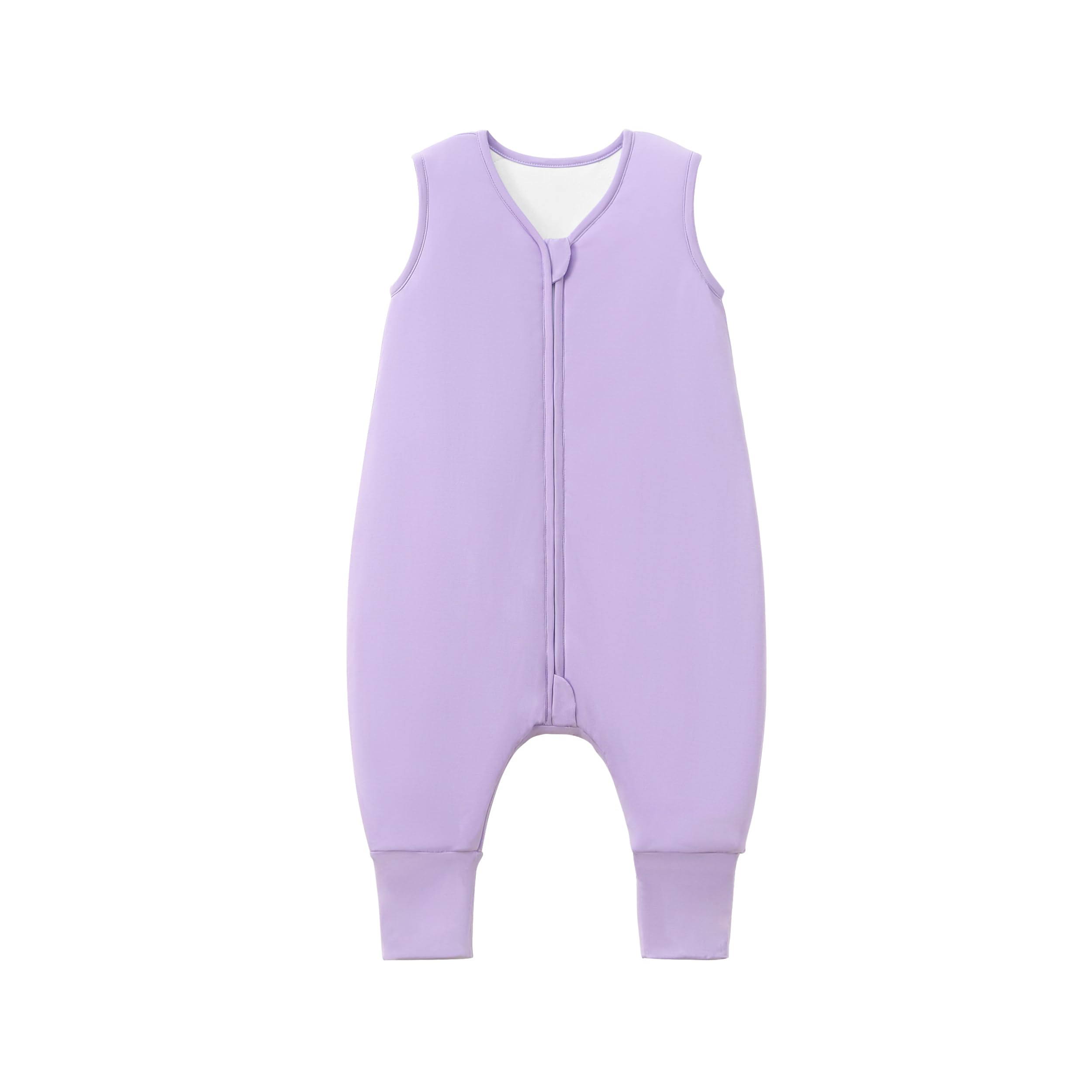 TADO MUSLIN sleep sack legged purple closeup shows soft bamboo fabric for cozy nights.