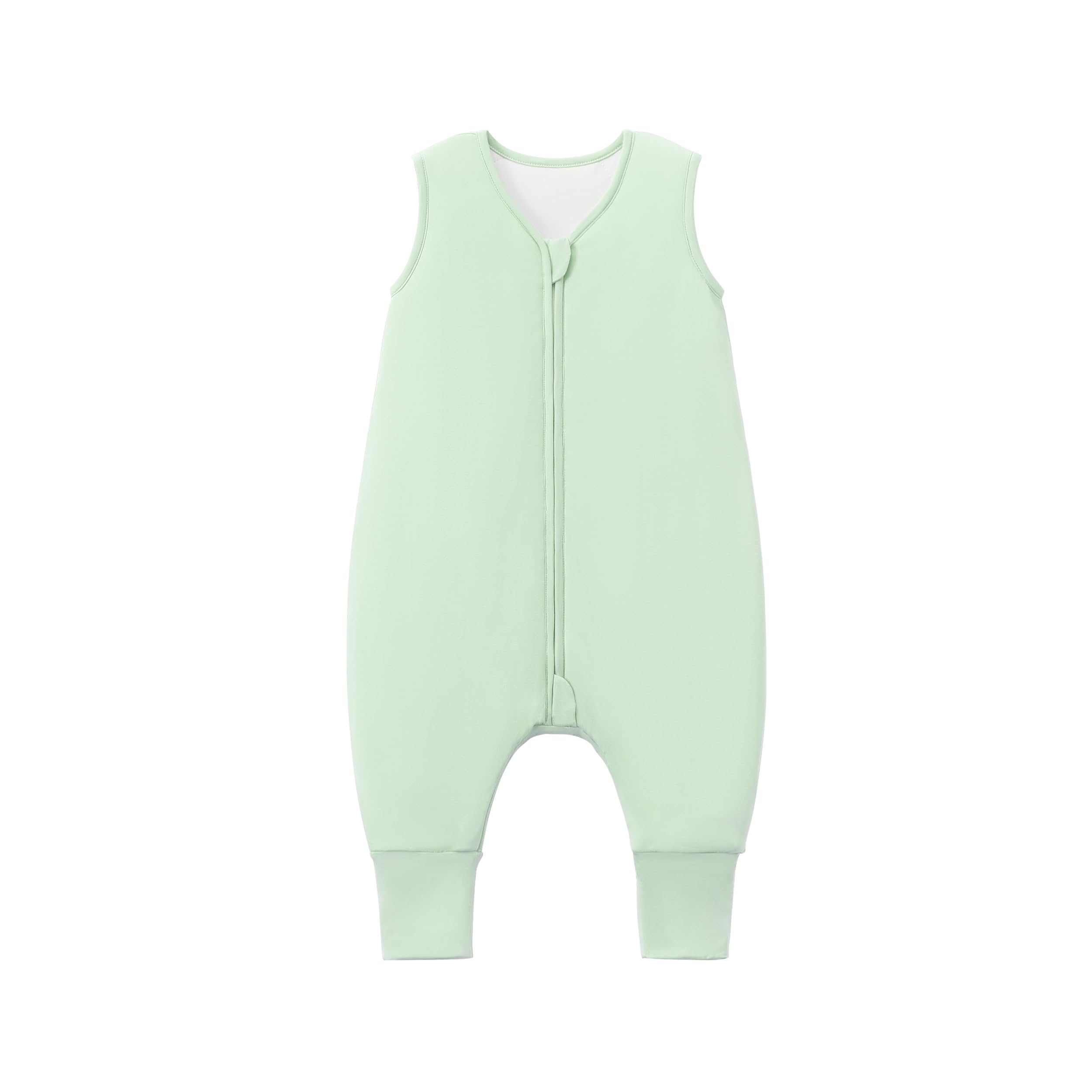 TADO MUSLIN sleep sack legs neckline closeup shows soft bamboo fabric for gentle movement.