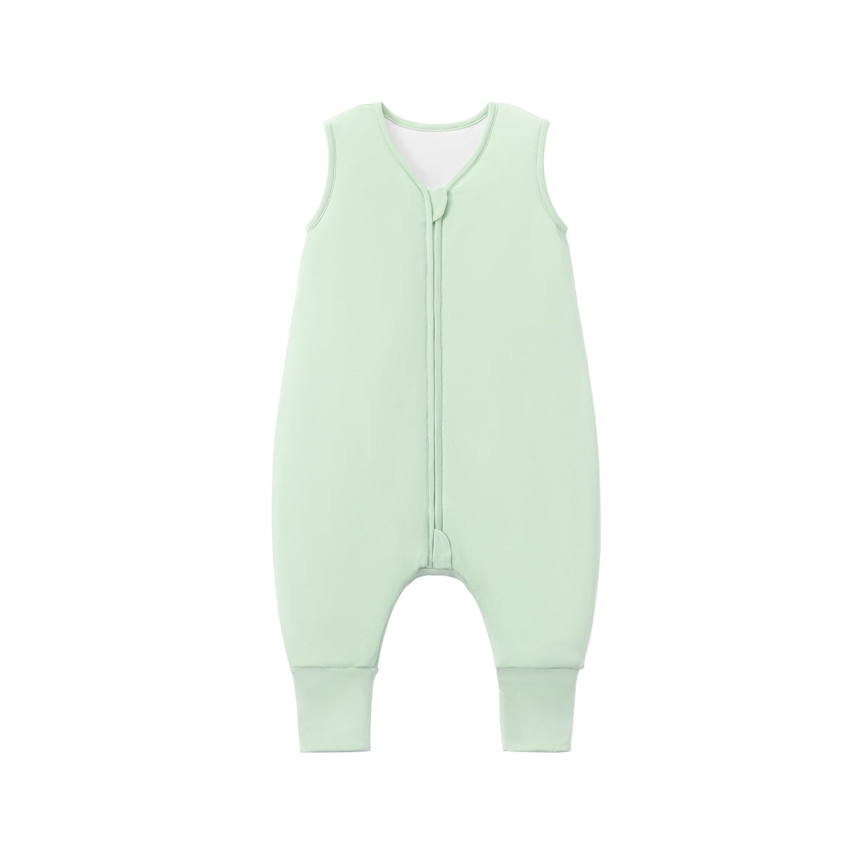 TADO MUSLIN sleep sack legs neckline closeup shows soft bamboo fabric for gentle movement.