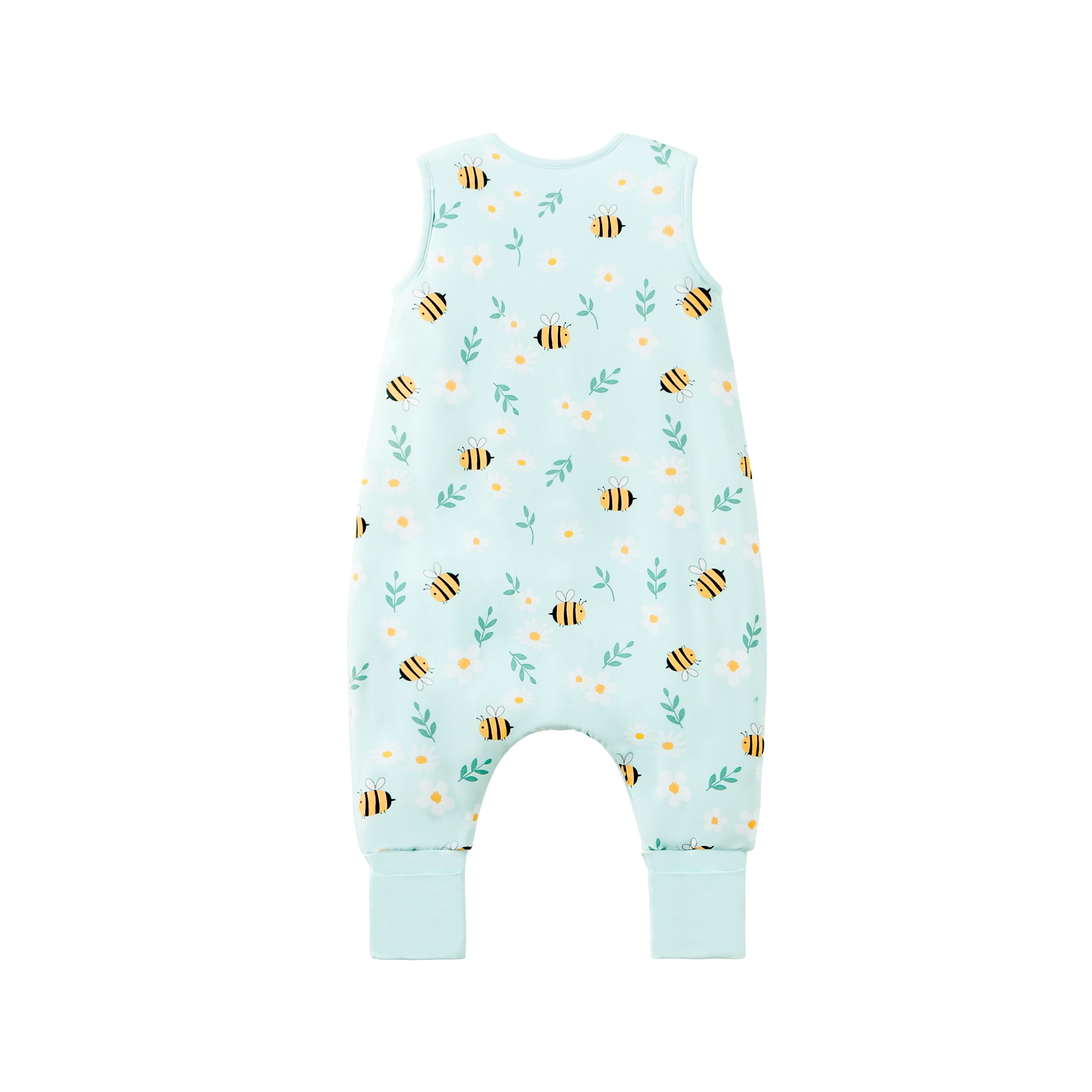 TADO MUSLIN sleep sack with legs, side view, walker-friendly design supports safe standing.
