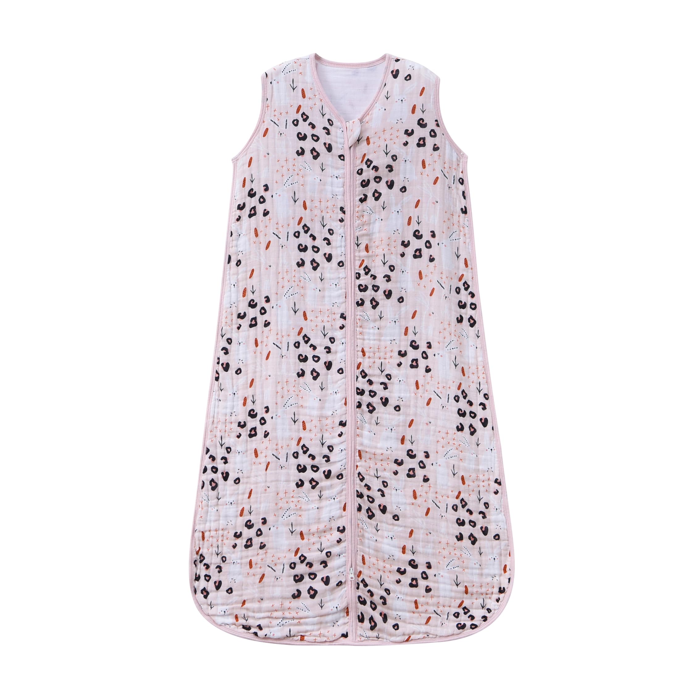 TADO MUSLIN Sleep Sack pink bunny print front view for cozy toddler nights
