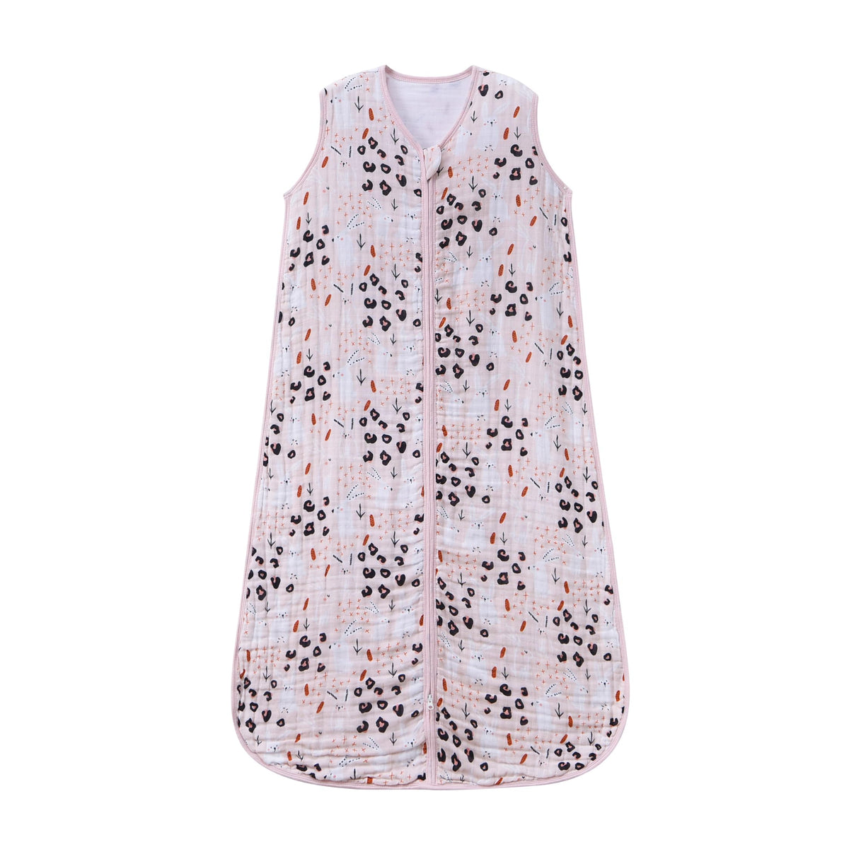 TADO MUSLIN Sleep Sack pink bunny print front view for cozy toddler nights