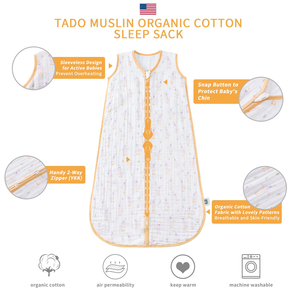 TADO MUSLIN safety tab detail protects baby's chin during sleep