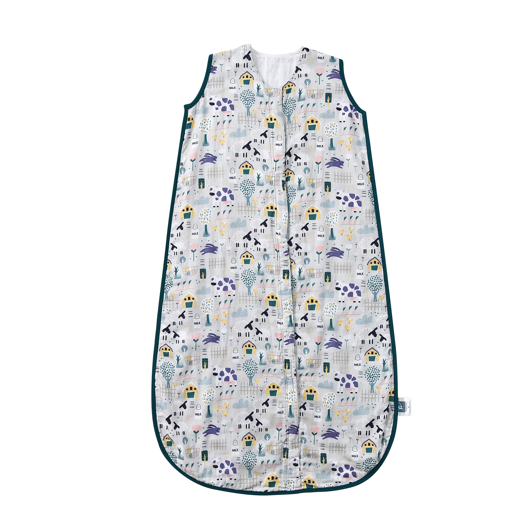 TADO MUSLIN sleep sack top view highlights sleeveless design for free toddler movement.