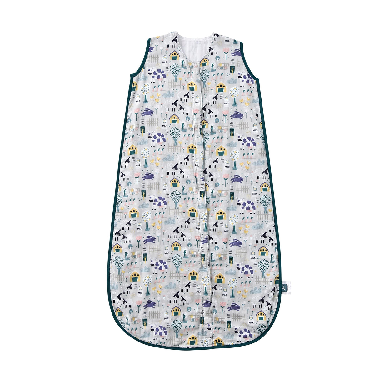 TADO MUSLIN sleep sack top view highlights sleeveless design for free toddler movement.