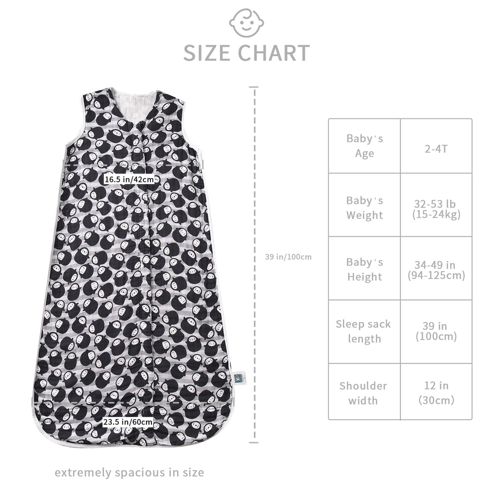 TADO MUSLIN sleep sack two-way zipper bottom open demonstrates easy night-time diaper checks.