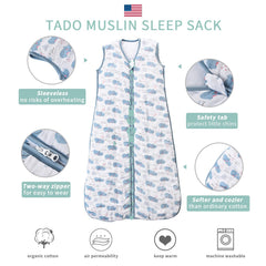 TADO MUSLIN small fish pattern sleep sack offers comfortable toddler sleep