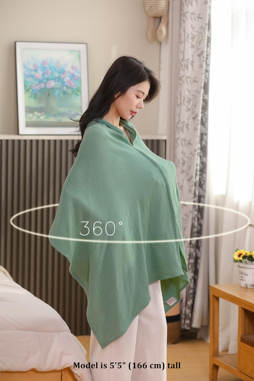 TADO MUSLIN stroller cover green blocks sun for baby comfort