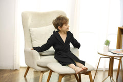 TADO MUSLIN Toddler Bathrobe hooded back view highlights cozy absorbent robe