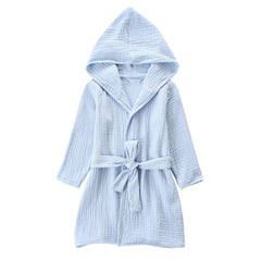 TADO MUSLIN Toddler Bathrobe blue hooded design for cozy bath time