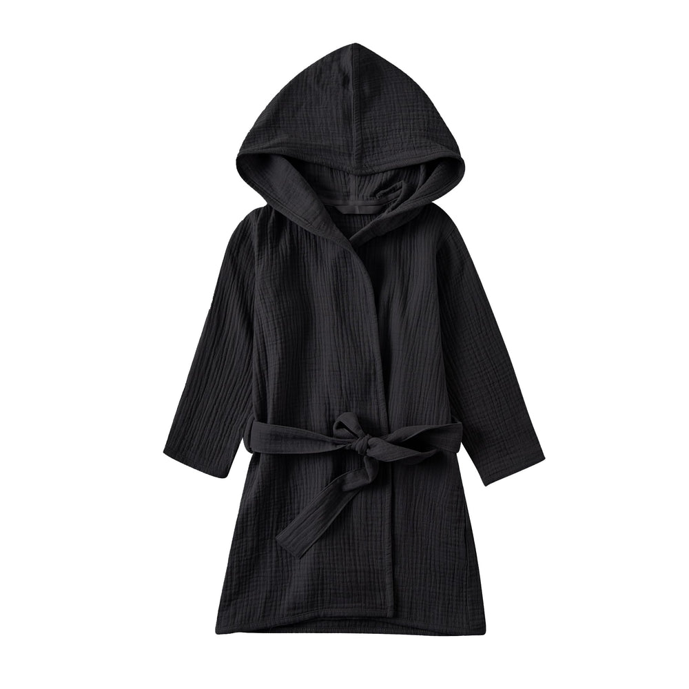 TADO MUSLIN Toddler Bathrobe hooded front view for breathable, soft wrap
