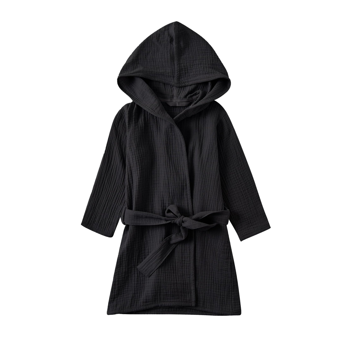 TADO MUSLIN Toddler Bathrobe hooded front view for breathable, soft wrap