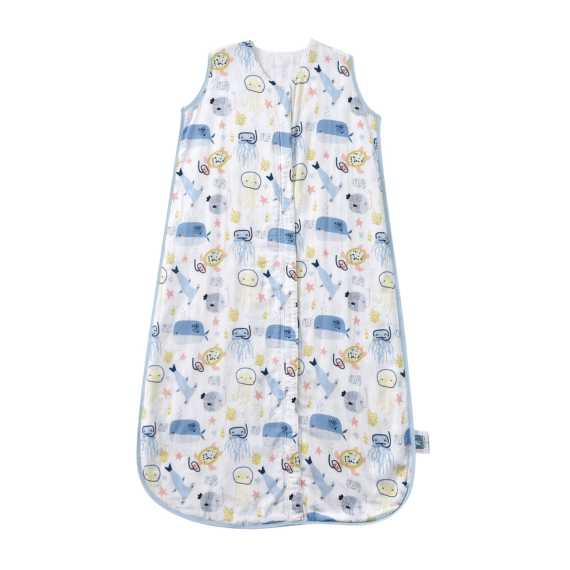 TADO MUSLIN toddler sleep sack front view with 0.5 TOG warmth for warm room comfort.