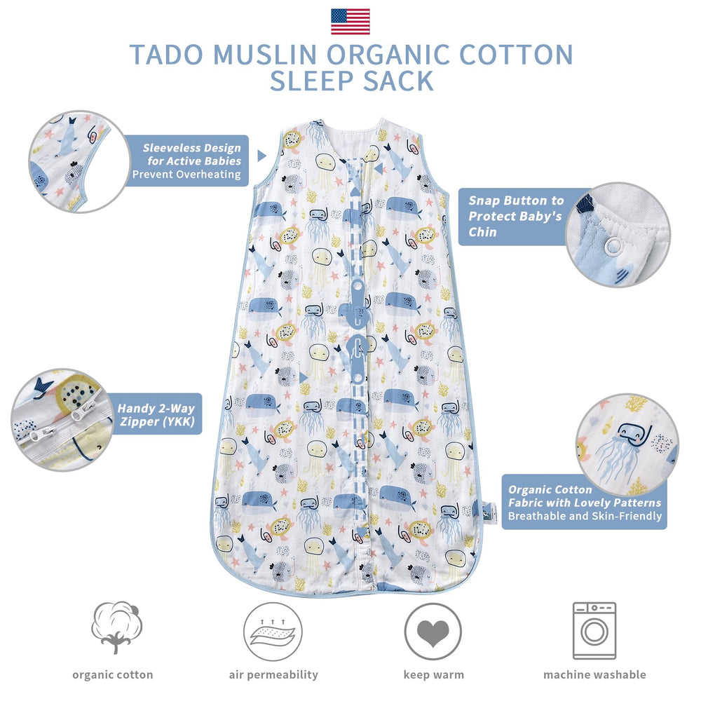 TADO MUSLIN YKK 2-way zip detail enables quick diaper changes.