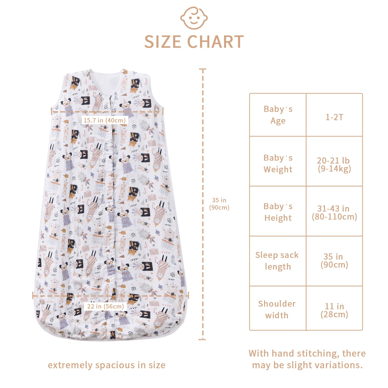 TADO MUSLIN with YKK 2-way zipper enables easy diaper changes.