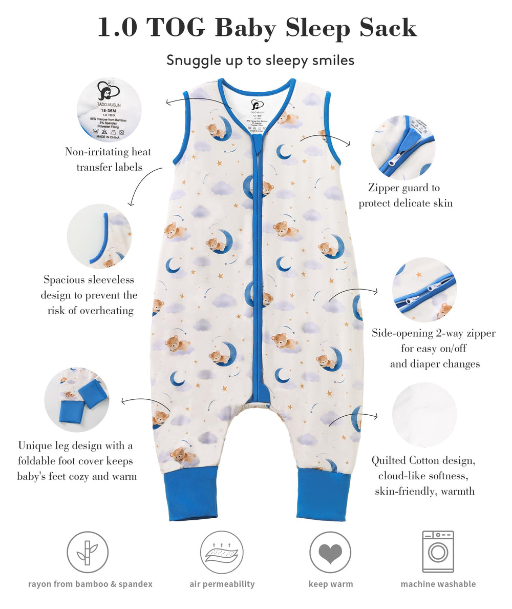 TADO MUSLIN zipper guards keep skin safe during quick changes.
