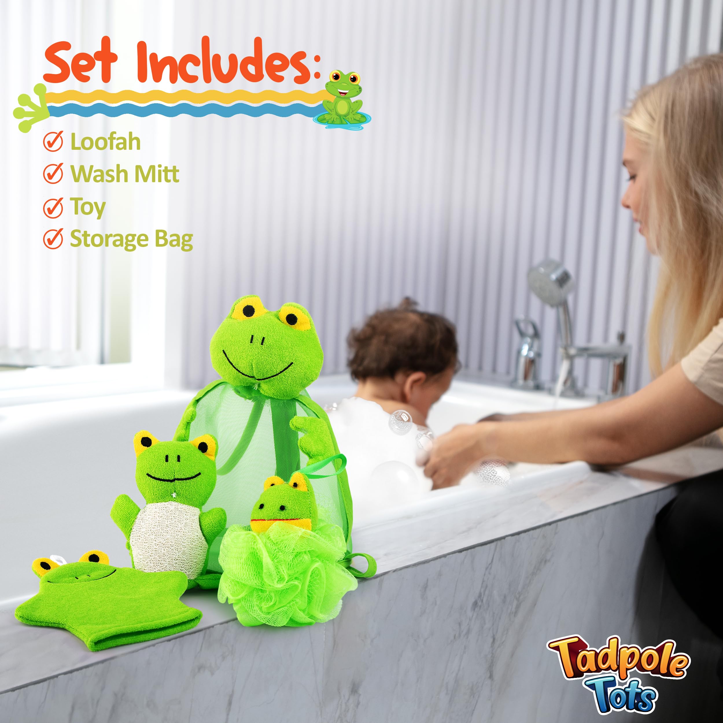 TadPole Tots soft loofah for gentle baby cleansing