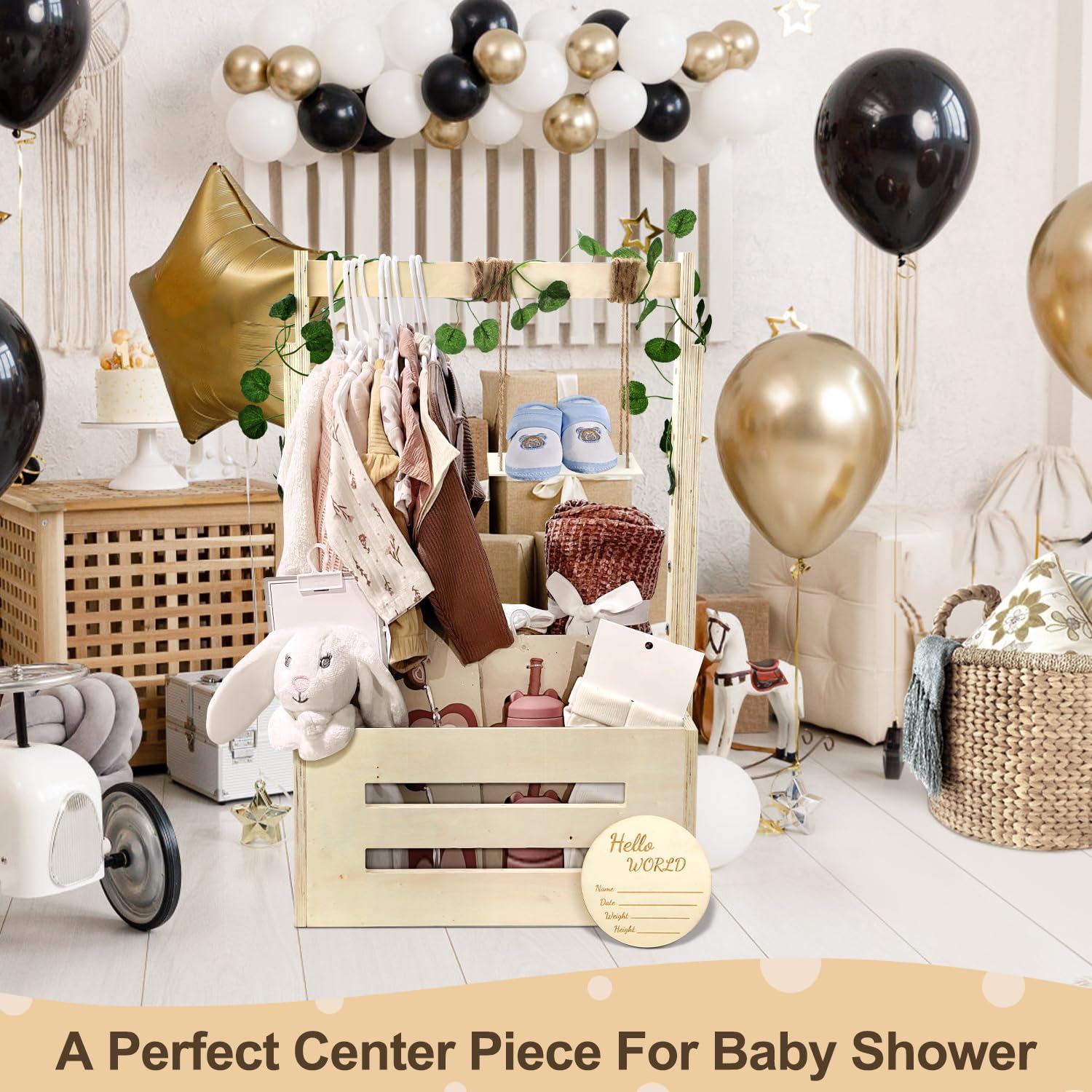 TAEYONK baby shower gift display crate versatile for gifts and decor.