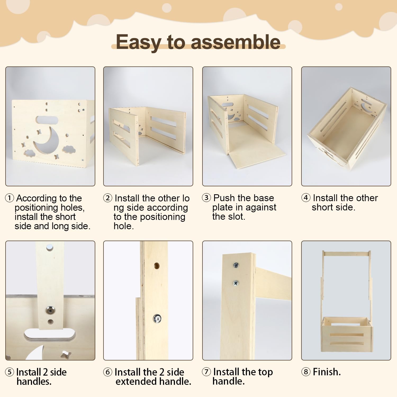 TAEYONK nursery organization wood crate; handles clothing and blankets with style.
