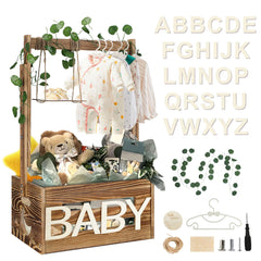 TAEYONK wooden baby shower crate closet brown with spacious storage for clothes and gifts