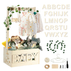 TAEYONK wooden baby shower crate closet shows sturdy construction for nursery storage.