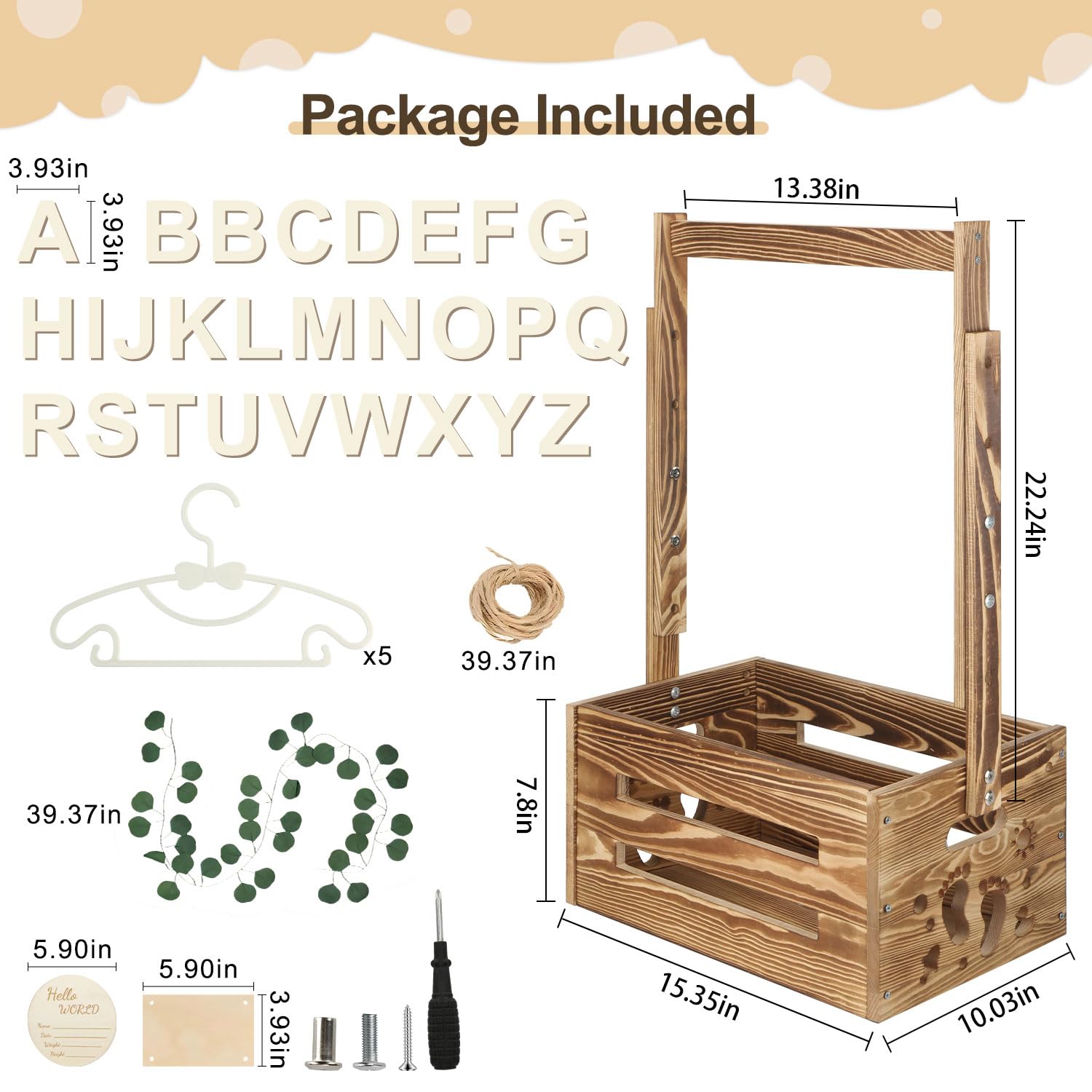 TAEYONK wooden crate durability feature highlights sturdy material suitable for daily use in nursery.