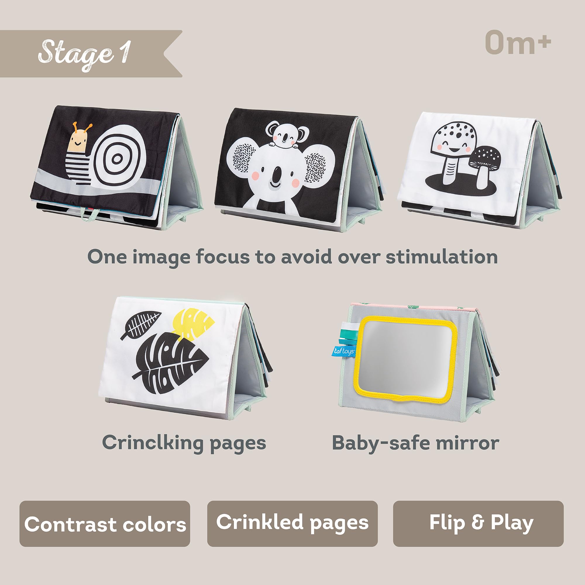 Taf Toys baby-safe mirror encourages self-discovery and visual tracking.