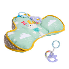 Taf Toys Baby Tummy Time Cushion front view shows ergonomic chest support.