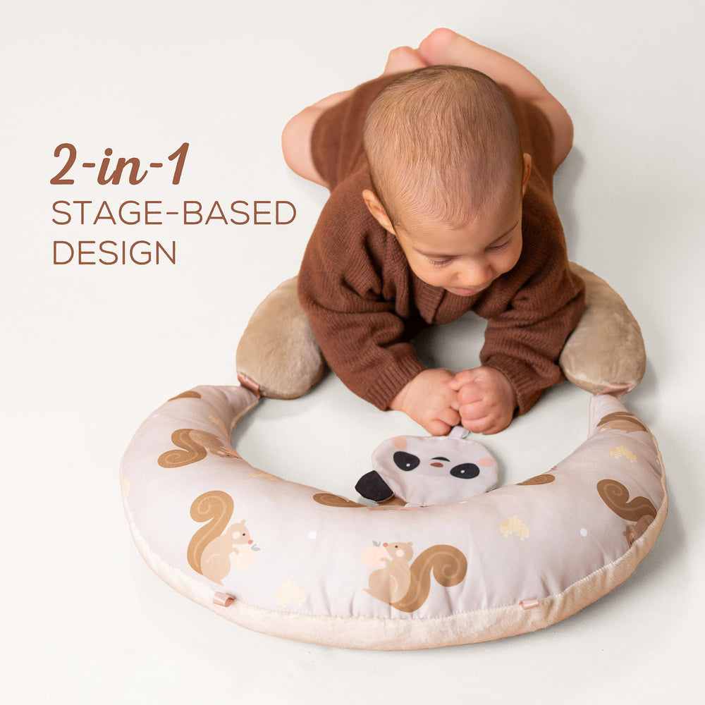 Taf Toys crinkle panda toy engaging baby with high-contrast textures during tummy time